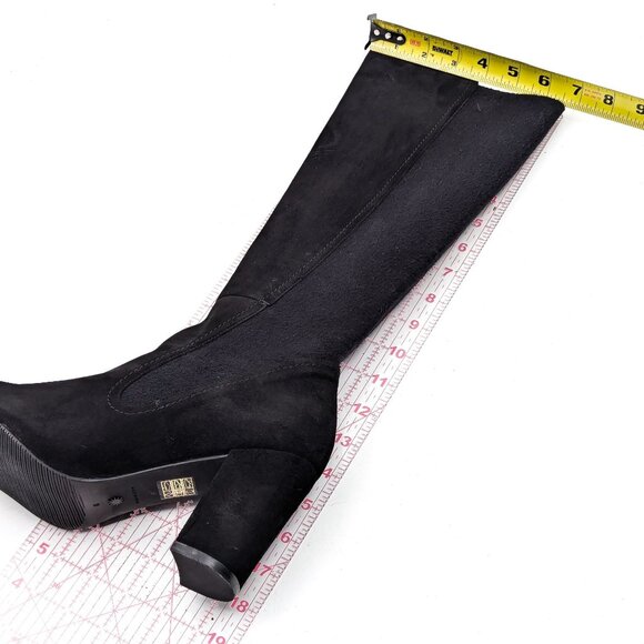 Stuart Weitzman Women Livia Black Suede Block Heel Tall Elastic Boots size 9 - Picture 5 of 11